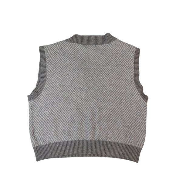 Sincerely Jules Gray Herringbone Knit Vest Womens Size L - Picture 2 of 5